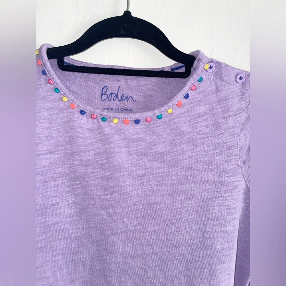 Boden Lavender Kids Dress with Multicolor Trim